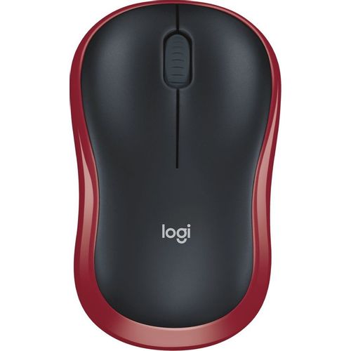 Мышь беспроводная Logitech M185, радио, оптическая, USB, 1000dpi, черный и красный [910-002237]
