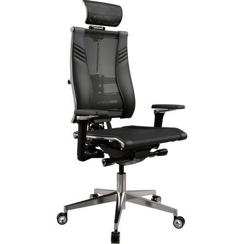 Кресло руководителя МЕТТА Yoga 4DT B2-15D - YM93+Infinity+carbon, сетка/кожа, до 150кг, мультиблок, регулируемые 4D подлокотники, черный