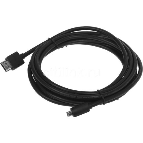 Кабель аудио-видео UGREEN HD127, Micro HDMI (m) — HDMI (m), 3м, GOLD, ф/фильтр, черный [30104]