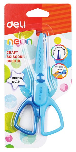 Ножницы Deli ED60001 Neon детские,  136мм,  ручки пластиковые,  сталь,  ассорти,  блистер