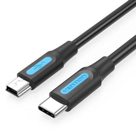 Кабель VENTION COWBG, USB Type-C (m) (прямой) - mini USB B (m) (прямой), круглое, 1.5м, черный