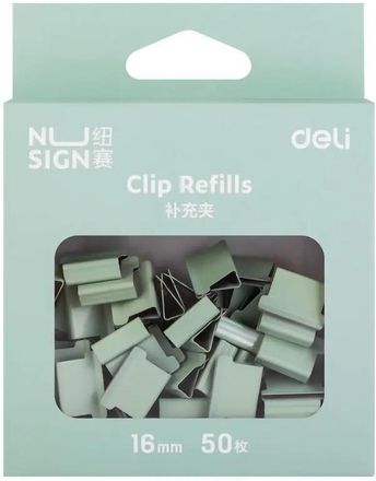 Зажимы Deli NS086GREEN, 16мм, зеленый, 50 шт