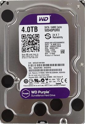 ⑥WD Purple WD40PURX 4TB 2 台セット 3.5インチHDD WD - WD40PURX-78 - HDD 4TB SATA 5.4k Purple™ Surveillance