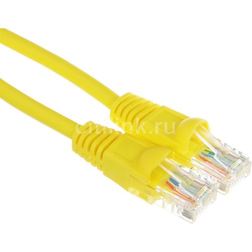 Патч-корд Buro литой (molded), UTP, кат.5E, 0.5м, 4 пары, 26AWG, алюминий омедненный, многожильный, желтый