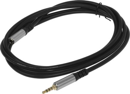 Кабель-удлинитель аудио PREMIER PCH-229, Jack 3.5 (m) 4-pin - Jack 3.5 (f) 4-pin, 1.8м, GOLD, черный