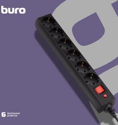 Сетевой фильтр Buro 600SH-16-3-B, 3м, черный