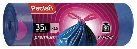 Пакеты мусорные Paclan Premium 35л 30мкм синий в рулоне (упак.:15шт) (402170)