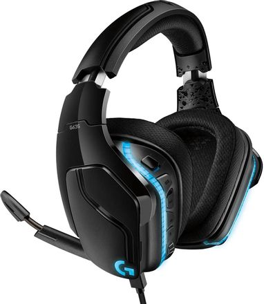 Гарнитура Logitech G635 Lightsync,  для компьютера и игровых консолей, накладные,  проводные, черный [981-000750]