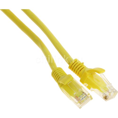 Патч-корд CABLEXPERT PP12-2M/Y литой (molded), UTP, кат.5E, 2м, 4 пары, 26AWG, алюминий омедненный, многожильный, желтый