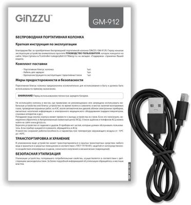 Колонка портативная Ginzzu GM-912B, 16Вт, черный – купить в Ситилинк ...