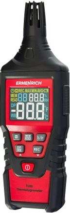 Термогигрометр портативный ERMENRICH Wett TU30, черный/ красный [82960]