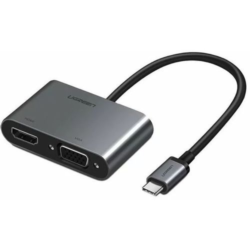 Порт-репликатор UGREEN CM162, USB Type-C, 1хHDMI, 1хVGA, серый [50505]