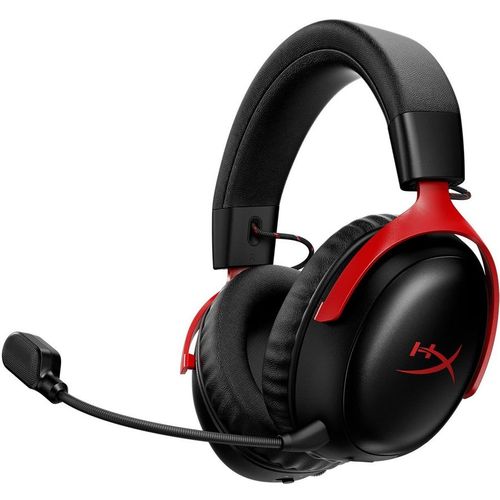 Гарнитура игровая HYPERX Cloud III S Wireless, для компьютера и игровых консолей, мониторные, беспроводные/Bluetooth/USB, черный / красный [a59z0aa]