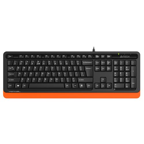 Клавиатура A4TECH Fstyler FKS10, проводная, USB, мембранная, черный/оранжевый [fks10 orange]