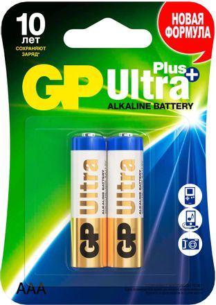 AAA Батарейка GP Ultra Plus Alkaline 24AUP LR03, 2 шт.