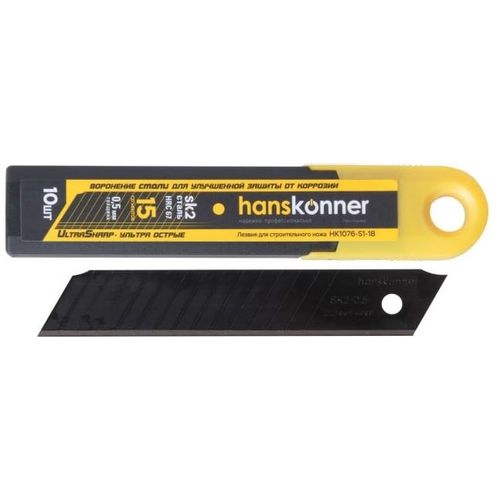 Лезвие HANSKONNER HK1076-S1-18, 18мм, 10шт, черный