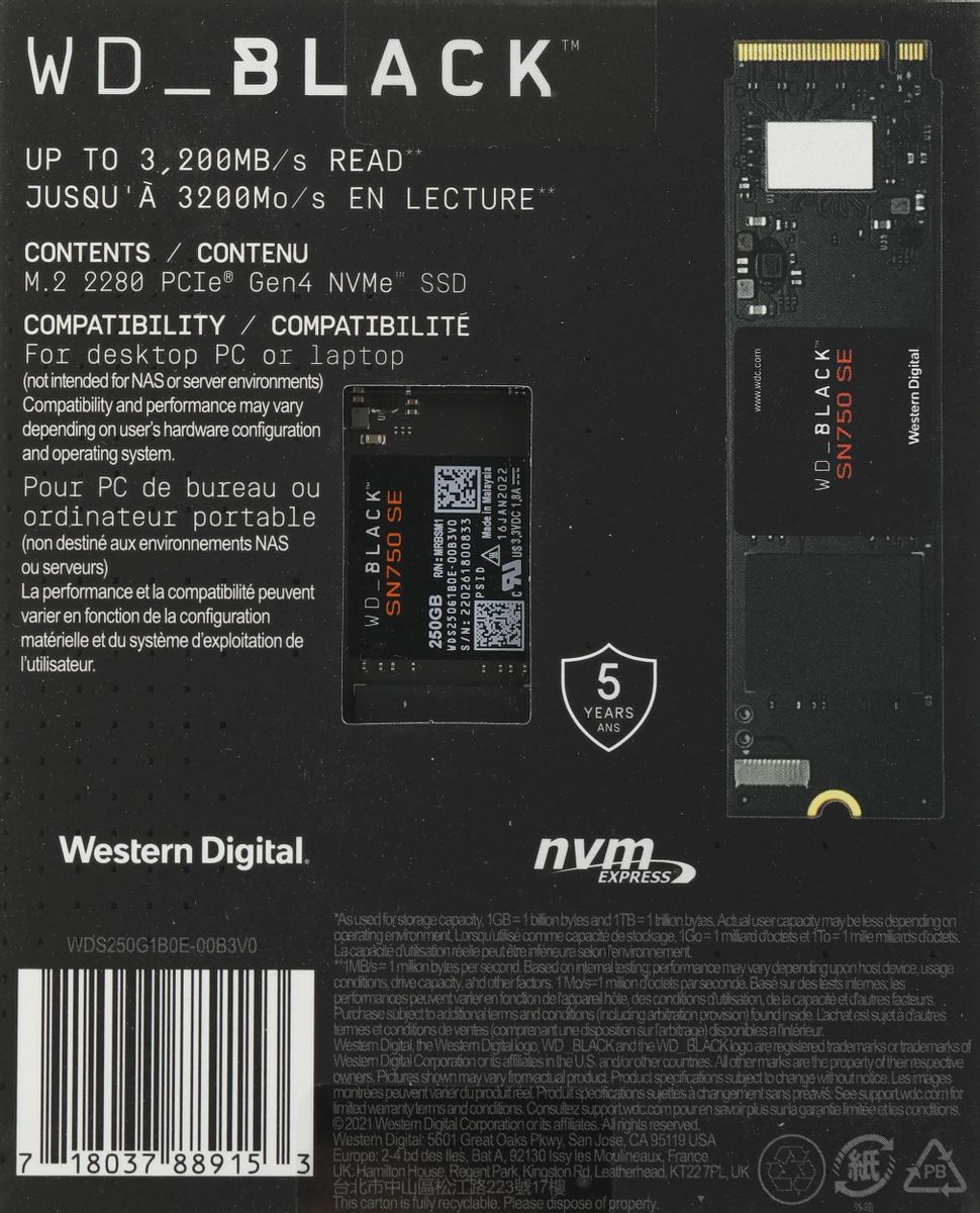 Wd black sn750 250gb on sale