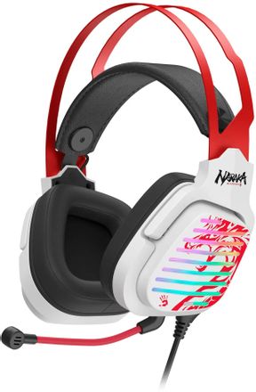 Гарнитура игровая A4TECH Bloody G560,  для компьютера, мониторные,  белый  / красный [g560 naraka]