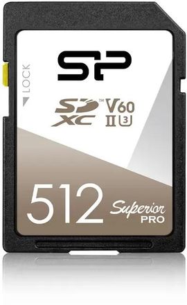 Карта памяти SDXC UHS-II U3 Silicon Power Superior Pro 512 ГБ, 280 МБ/с, Class 10, SP512GBSDXJV6V10, 1 шт., без адаптера