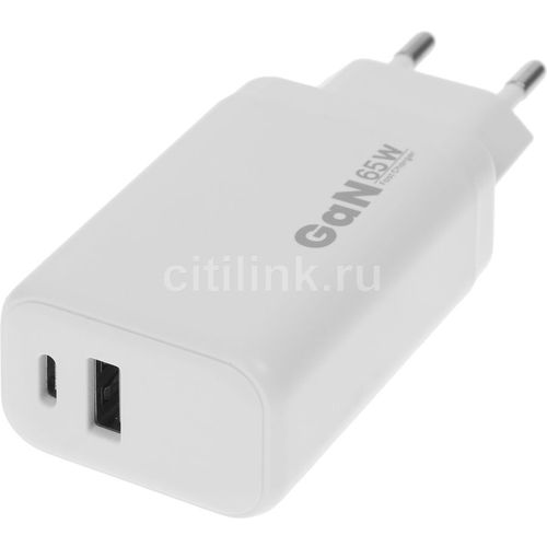 Сетевое зарядное устройство BORASCO USB-A, USB-C, 65Вт, 3.25A, белый [52584]