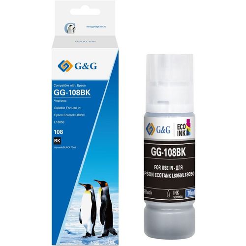 Чернила G&G GG-108BK для Epson ECOTANK L8050/L18050