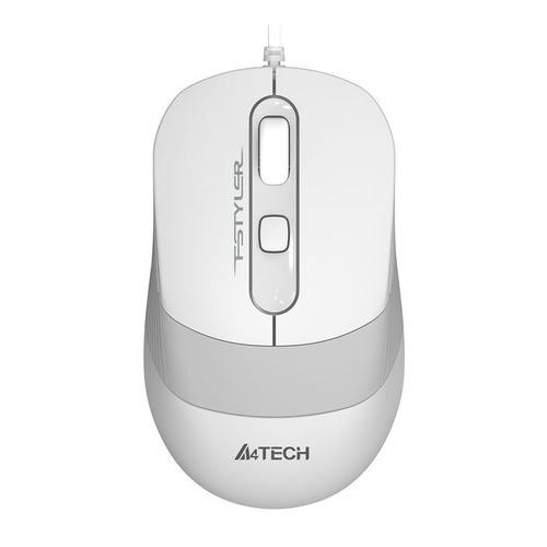 Мышь проводная A4TECH Fstyler FM10, оптическая, USB, 1600dpi, белый и серый [fm10 white]