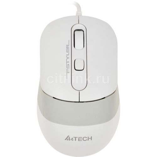 Мышь проводная A4TECH Fstyler FM10, оптическая, USB, 1600dpi, белый и серый [fm10 white]