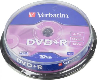 Оптический диск DVD+R Verbatim 4.7ГБ 16x, 10шт., cake box [43498]