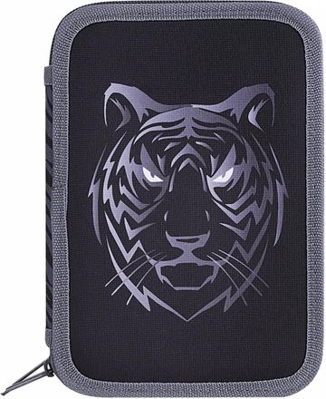 Пенал BRAUBERG 271551 271551, Tiger, 3 отделения, форма прямоугольная, черный