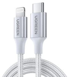 Изображение товара Кабель UGREEN US304,  Lightning (m) -  USB Type-C (m),  2м,  MFI,  3A,  серебристый [70525]