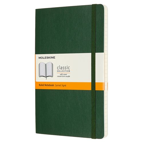 Блокнот Moleskine Classic Soft, 192стр, в линейку, мягкая обложка, зеленый [qp616k15]