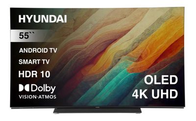55" Телевизор Hyundai H-LED55OBU7700, OLED, 4K Ultra HD, черный, СМАРТ ТВ, Android TV