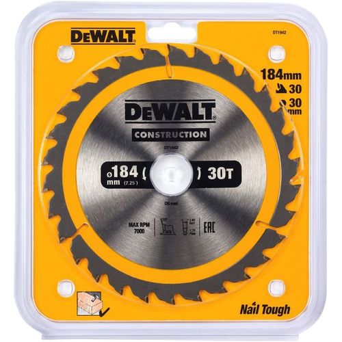 Пильный диск DeWALT DT1942-QZ, по дереву, 184мм, 1.7мм, 30мм