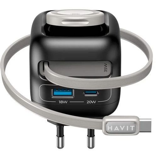 Сетевое зарядное устройство HAVIT UC250, USB-A, USB-C, 35Вт, 3A, черный [uc250 a-eu]