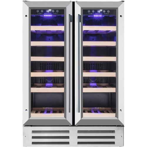 Винный шкаф двухкамерный TEMPTECH Premium WP2DQ60DCS вместимость: 38 бутылок, Side by Side, нержавеющая сталь