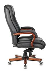 Кресло руководителя Бюрократ T-9925Walnut, кожа/искусственная кожа, до 200кг, черный
