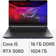 Изображение товара Ноутбук игровой ASUS ROG Strix G16 G615JM-RV038 16", 2025, IPS, Intel Core i5 13450HX 2.4ГГц, 10-ядерный, 16ГБ DDR5, 1ТБ SSD,  NVIDIA GeForce  RTX 5060 - 8 ГБ, без операционной системы, серый [90nr0n61-m001c0]