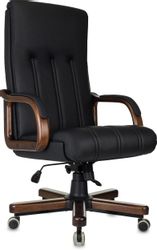 Кресло руководителя Бюрократ T-9932Walnut, кожа, до 150кг, черный