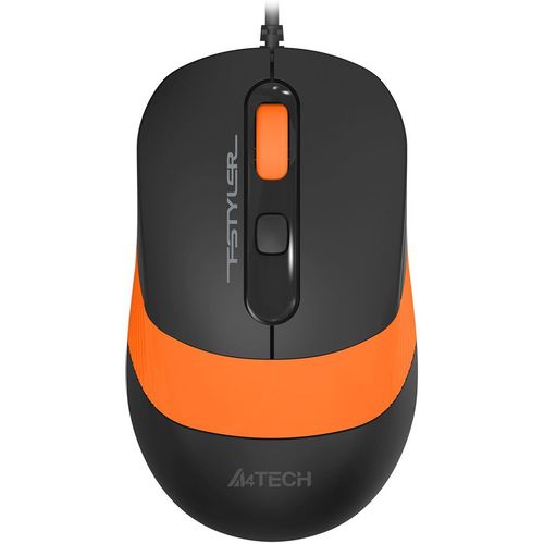 Мышь проводная A4TECH Fstyler FM10S, оптическая, USB, 1600dpi, черный и оранжевый [fm10s usb orange]