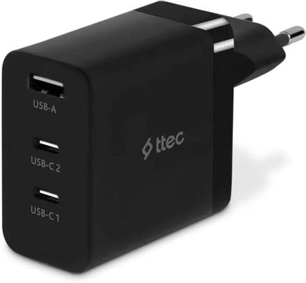 Сетевое зарядное устройство TTEC 2SCG03S, USB-A, 2xUSB-C, 65Вт, черный
