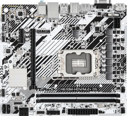 Материнская плата ASRock H610M-HDV/M.2+ D5, Socket LGA 1700, Intel H610, mATX, Ret