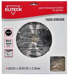 Пильный диск Elitech 1820.056300,  250мм, по дереву