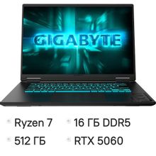 Изображение товара Ноутбук игровой Gigabyte GAMING A16 GA63H, 16", 2025, IPS, AMD Ryzen 7 260 3.8ГГц, 8-ядерный, 16ГБ DDR5, 512ГБ SSD,  NVIDIA GeForce  RTX 5060 для ноутбуков - 8 ГБ, TGP 85Вт,  FreeDOS,  черный [3vhk3kz893sd]
