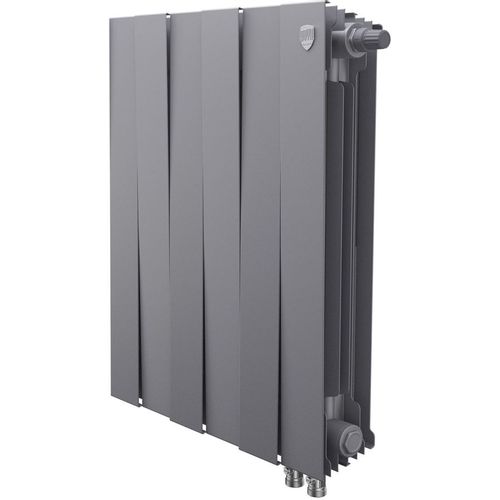 Радиатор биметаллический ROYAL THERMO Pianoforte 500 VR80, 6 секций, нижнее правое подключение, серебристый