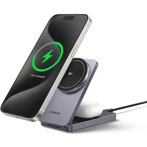 Беспроводное зарядное устройство UGREEN W706, USB-C, USB-C, 20Вт, 3A, серый [45023]