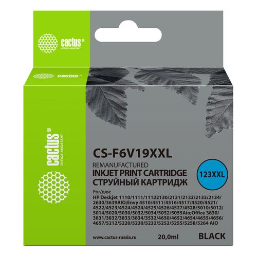 Картридж Cactus CS-F6V19XXL №123XL, 123 XXL, черный / CS-F6V19XXL