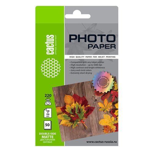 Фотобумага Cactus CS-MA622050DS, для струйной печати, 50л, 220г/м2, белый, покрытие матовое /матовое