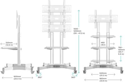 Стойка для телевизора ONKRON TS1351, 32-65", напольный, мобильный ...