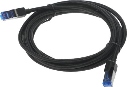 Патч-корд UGREEN NW153 литой (molded), FTP, кат.8, 3м, 4 пары, 30AWG, медь, многожильный, черный