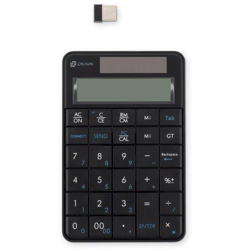 Числовой блок Oklick K604W, беспроводная, USB, Радиоканал, ножничная, черный [1979325]